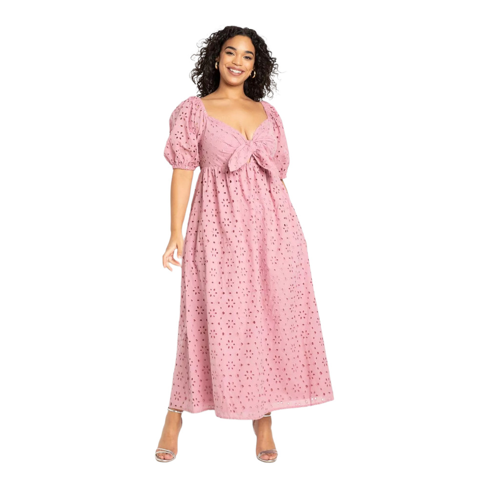 Eloquii Pink Eyelet Maxi Dress